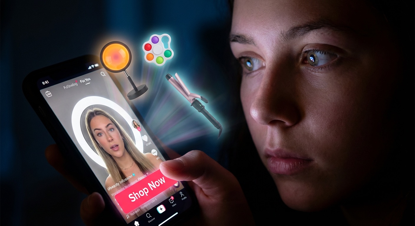 Tiener die op tiktok beinvloed wordt door reclame